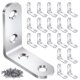 thumbnail image 1 of Juego de 20 soportes de esquina con soporte en L, soportes en L de acero inoxidable para estantes de madera, soporte de ángulo recto de 90 grados con 80 tornillos, soportes de esquina de metal para mu, 1 of 5