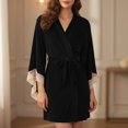 thumbnail image 2 of Lixiuxyad Soft Velvet Cozy Sleep Robe,Black, 2 of 6