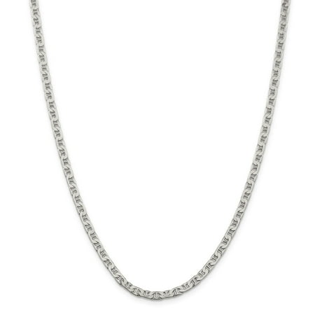 - Sterling Silver 3.75 MM Flat Anchor Chain Necklace, 22