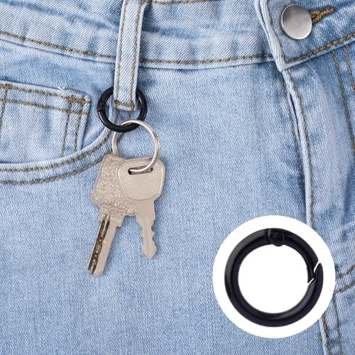 Jointown 51Pcs 25mm Round Spring O Rings, Colorful Metal Key Ring Snap Buckle Clip Trigger DIY Accessories for Purse Keyrings Keychain Handbag Lanyard