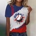 thumbnail image 2 of Camisas de Manga Larga para las Mujeres Encaje Suelto Impreso Cuello Redondo Superior, Manga Corta Blusa de Moda de Verano, 2 of 3
