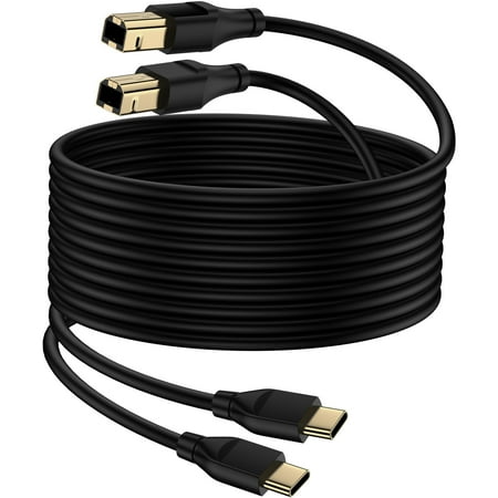 Type C Printer Cable 10FT,2Pack USB C to USB B Printer Cable to Computer 2.0 USB C to B male Connector High Speed Type C to USB B Cable 10FT USB C Printer Scanner Cable Cord for Canon,HP,Dell, Epson