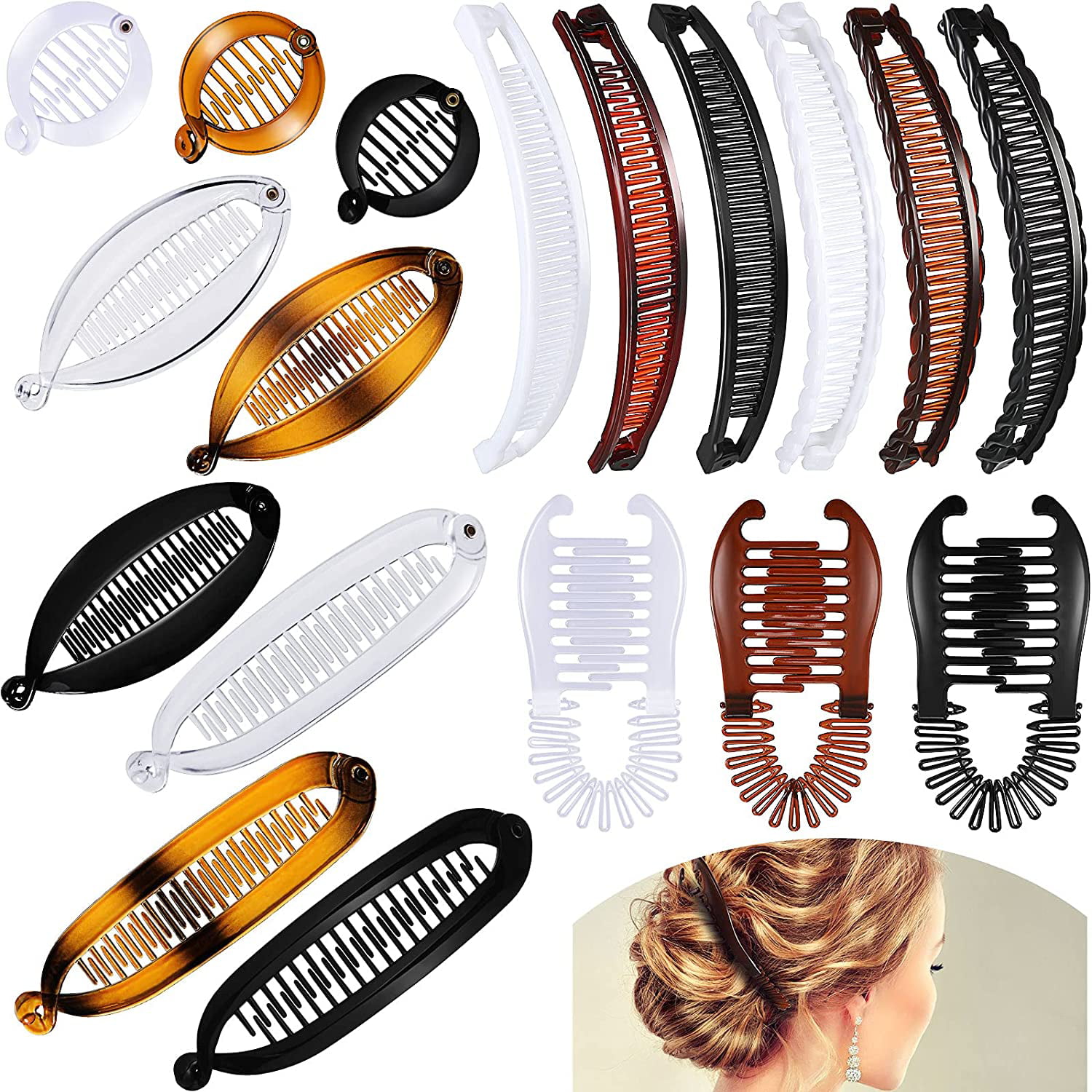 18 Pieces Banana Hair Clips Classic Clincher Combs Large Double Comb Banana  Clip Fishtail Hair Clip Banana Ponytail Holder Clip for Women Girls, 6  Styles - - | Walmart Canada