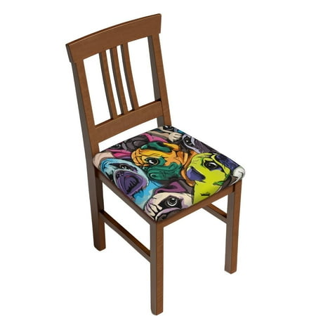 

Sigee Colorful Pug for Square Chair Cushion Covers for Furniture Protector Couch Cushion Slipcovers-Four Pieces