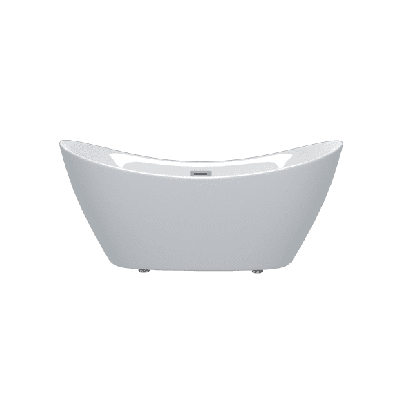 59" Acrylic Freestanding Bathtub, Gloss White with Chrome Overflow & Pop-up Drain, CUPC Certified, Easy to Install