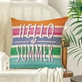 thumbnail image 6 of Hello Summer Vibes Decorative Throw Pillow Covers 18 x 18 Set of 4, Tropical Toucan Flamingo Palm Leaves Cushion Case Decor, Hawaii Hibiscus Flower Colorful Stripes Seasonal Home Decoration, 6 of 6