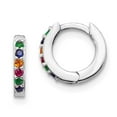 thumbnail image 1 of White Sterling Silver Earring Hoop Women'S Cubic Zirconia CZ Round Multi-Color 9.45 mm 10.2, 1 of 3