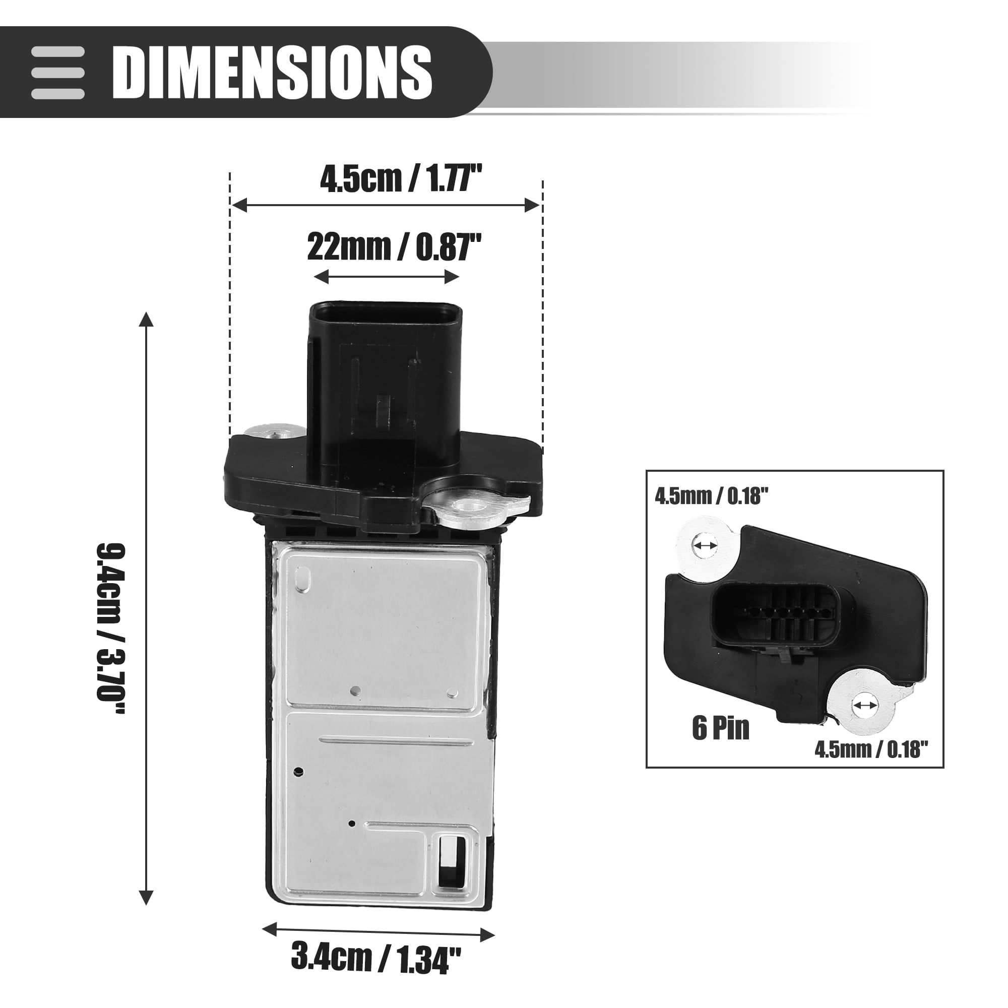 Air Flow Sensor Meter MAF Sensor Airflow Replacement for Ford E150 E250 2004-2014 Plastic AFLS131 Black