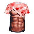 thumbnail image 4 of Penkiiy Valentine's Day Heart Print Men's Muscle Short Sleeve T-Shirt 3D Printing Casual Funny Top Novelty Pattern Short-Sleeved Shirt T-Shirt M Khaki, 4 of 5