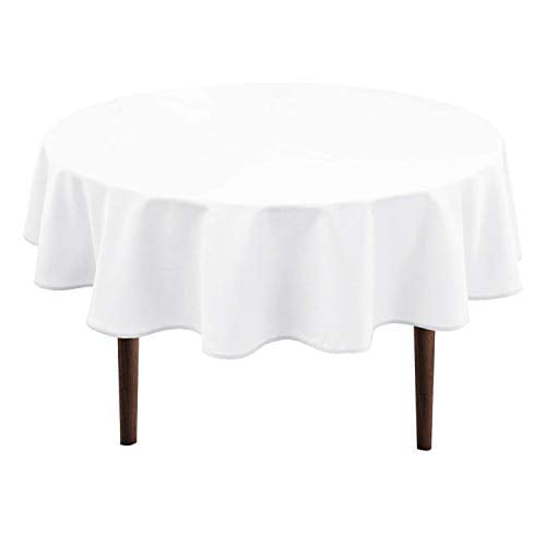 Qucover Round Tablecloth Beige Waterproof Polyester Table Cloths Wipe Clean 60 inches Wrinkle Free Stain Resistant Table Cover for Dinning Room Kitchen and Picnic 150x150 cm 