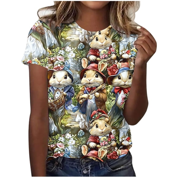 Haivin Women’s Graphic Print T Shirt Casual Short Sleeve Vintage Style Tee Top for Travel Daily Lounge Outdoor Wear