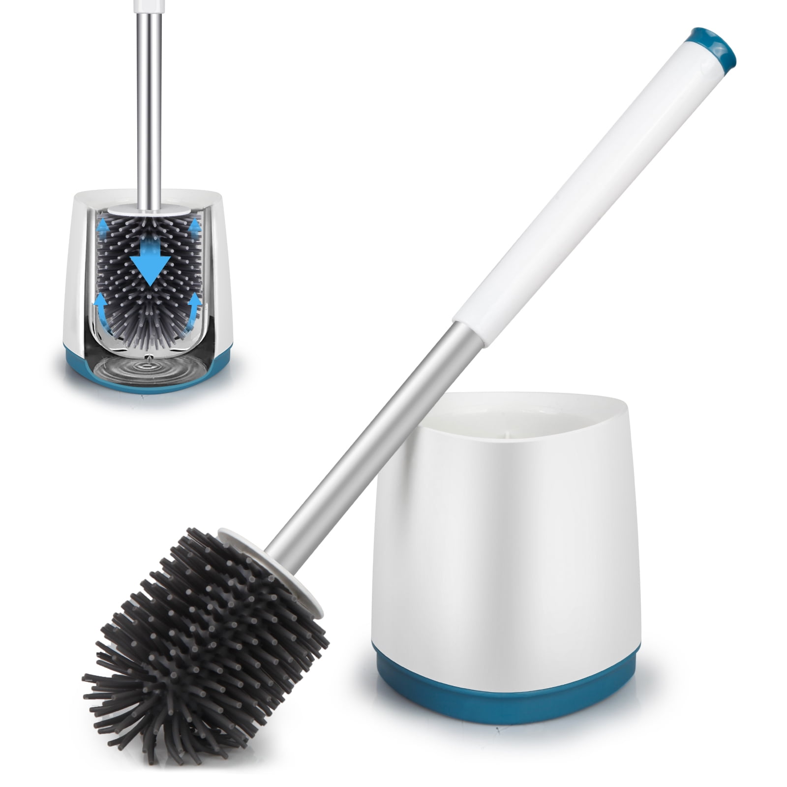 SUPTREE Silicone Toilet Brush and Caddy Holder Set, Bathroom Toilet