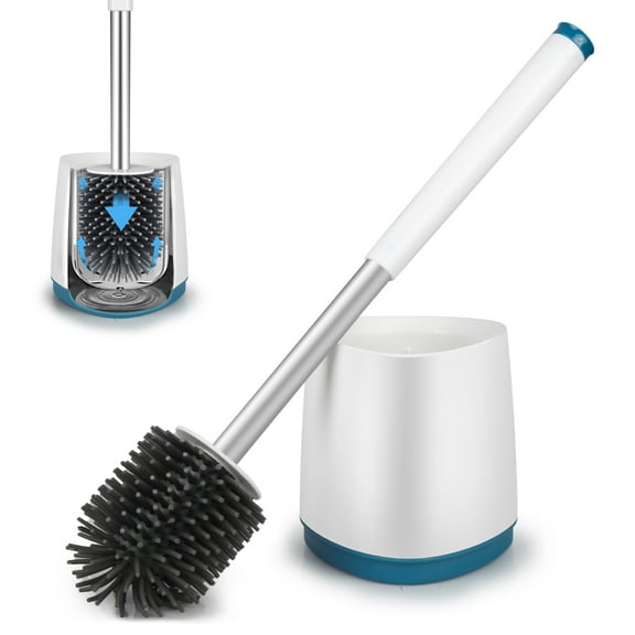SUPTREE Toilet Bowl Brush and Caddy Holder Toilet Scurb Brush for Bathroom with Handle