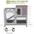 thumbnail image 3 of 2-Story Rabbit Hutch Bunny Cage with Leak-Proof Trays & Chew-Proof Ramp - Indoor/Outdoor 39.3" Wooden Rabbit Cage with Wheels for Rabbits, Guinea Pigs, Small Animal (Grey), 3 of 15