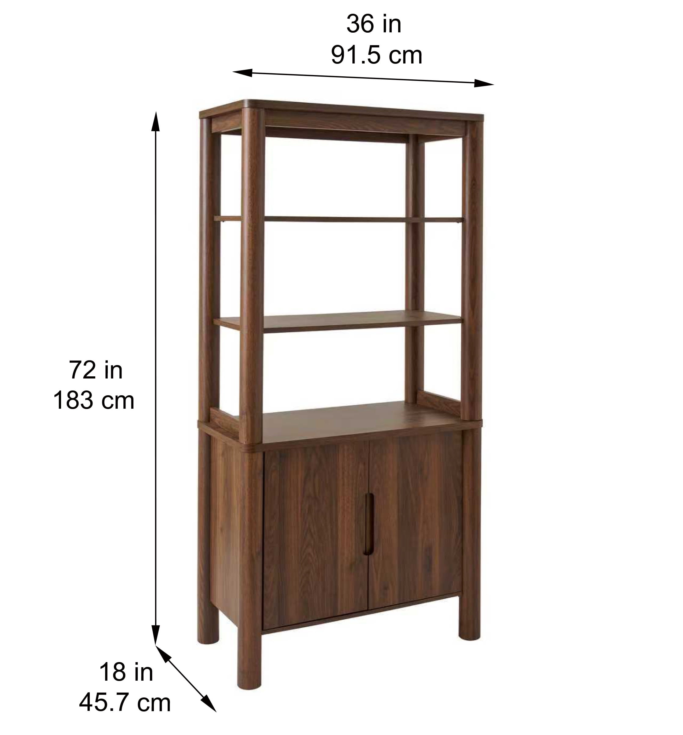 Better Homes & Gardens Adlin Bookcase with Doors, Walnut Finish
