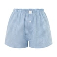 thumbnail image 5 of Women Shorts Plaid Print Button Front Pajama Bottoms Polyester Spandex Summer Sleepwear Beach Party Wear, 5 of 5