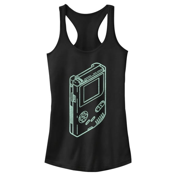 Junior's Nintendo Diagram Game Boy  Racerback Tank Top Black X Small