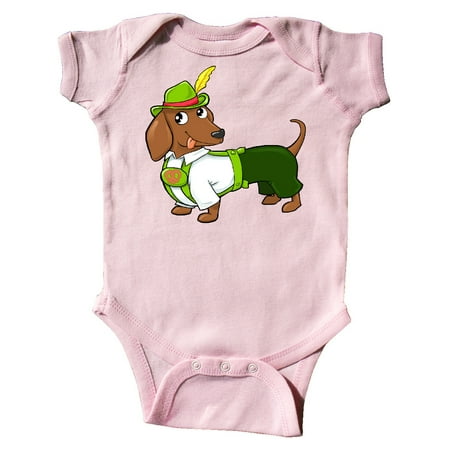 

Inktastic Cute brown dachshund in traditional German costume Gift Baby Boy or Baby Girl Bodysuit