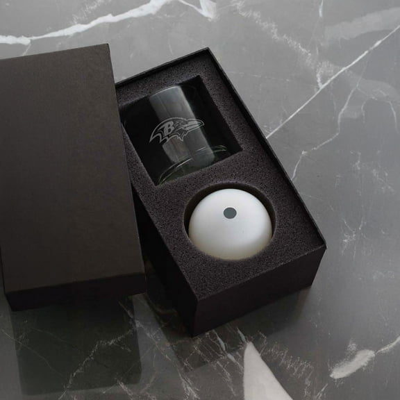 Wendell August Forge Baltimore Ravens Etched Rocks Glass & Ice Mold Gift Set