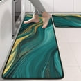 thumbnail image 2 of Kitchen Rugs Sets Of 2,Teal and Gold Marble Glitter Waves Pattern Anti Fatigue Kitchen Mat Rugs Non Slip Washable,Decorative Kitchen Floor Mats for Kitchen,Sink,Laundry,17"x47"+17"x47", 2 of 5