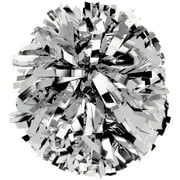Chassé Metallic Cheerleading Poms - Shiny Metallic Cheer Pom with Baton Handle for Dance Sports Celebrations (Single, Silver)
