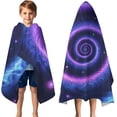 thumbnail image 3 of Blue Purple Tie Dye Mandala Pattern Hooded Bath Towel，50"x30" for Ages 3 To 12 Kids, Quick Dry Lightweight Soft Microfiber Hood Beach Towel Cover Up for Kids, 3 of 7