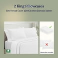 thumbnail image 3 of California Design Den Damask Striped 500 Thread Count King Pillow Cases Set of 2, Soft 100% Cotton Sateen, 2 King Pillowcases - White, 3 of 7