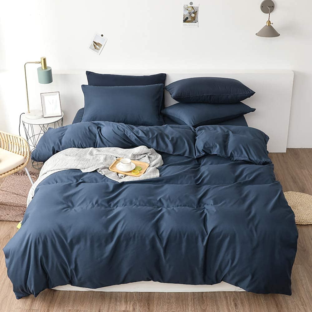 4Pcs Set Solid Color Bedding Duvet Cover Set, Ultra Soft and Easy Care