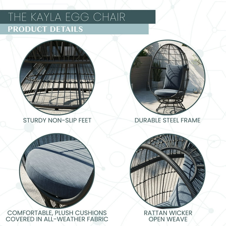 Mod Furniture Kayla Stationary Egg Chair with Stylish Rattan
