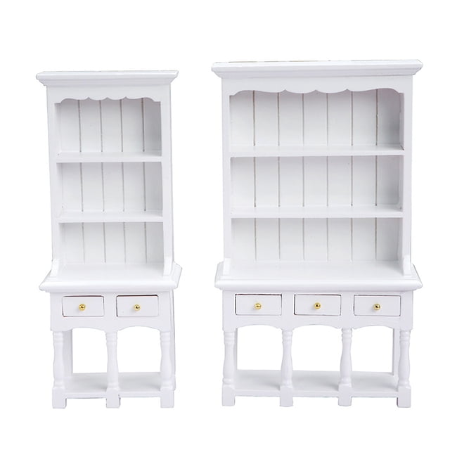 Vitrina de 2 niveles para casas de muñecas de madera en miniatura