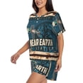 thumbnail image 2 of Kdxio Near Earth Station Print Pajamas Sets for Women Short-Sleeved Pjs with Lounge Shorts Two Piece Sleepwear S-4XL, 2 of 8
