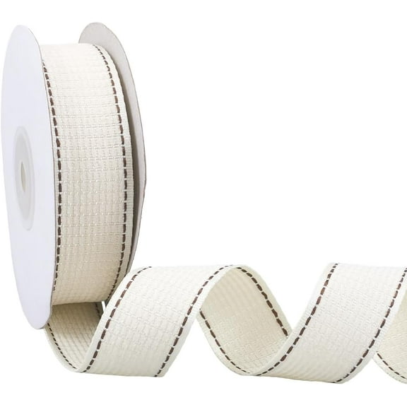 10 Yards Double Sided Grosgrain Ribbon 1 Inch Wide Beige Fabric Webbing Tape Flocked Plaid Ribbon Polyester Velvet Grosgrain Ribbon