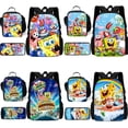 thumbnail image 2 of Juego de 3 mochilas escolares con dibujos animados de Bob Esponja para niños, con bolsas para el almuerzo, bolsas para lápices, mochilas escolares para niños y niñas, el mejor regalo, 2 of 5
