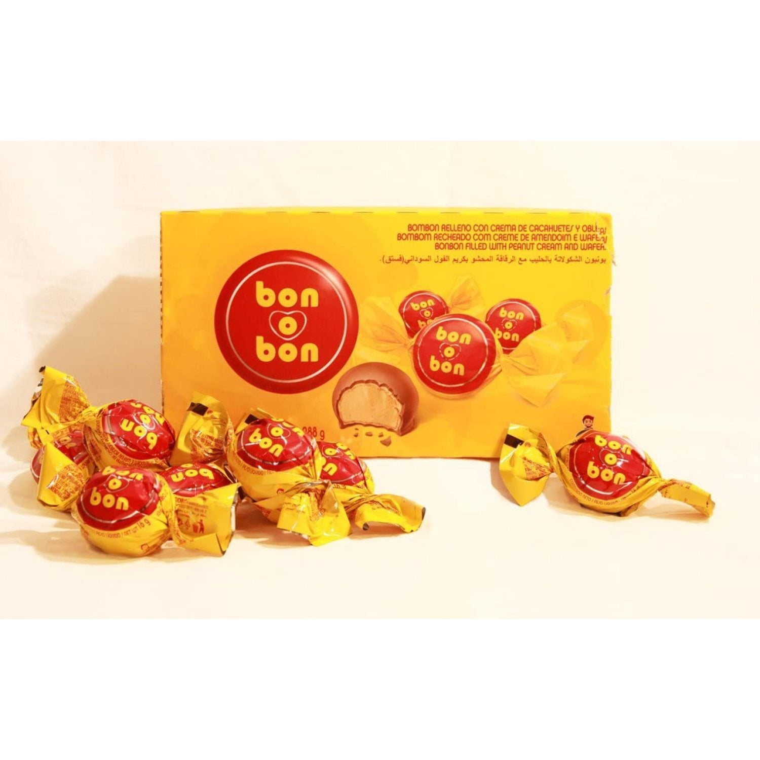 Bon O Bon Bonbons with Peanut Cream Filling and Wafer 450 Grs
