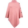 thumbnail image 1 of LinYooLi Women Knitted Shawl Wrap Turtleneck Sweater Poncho Cape with Side Buttons, 1 of 5