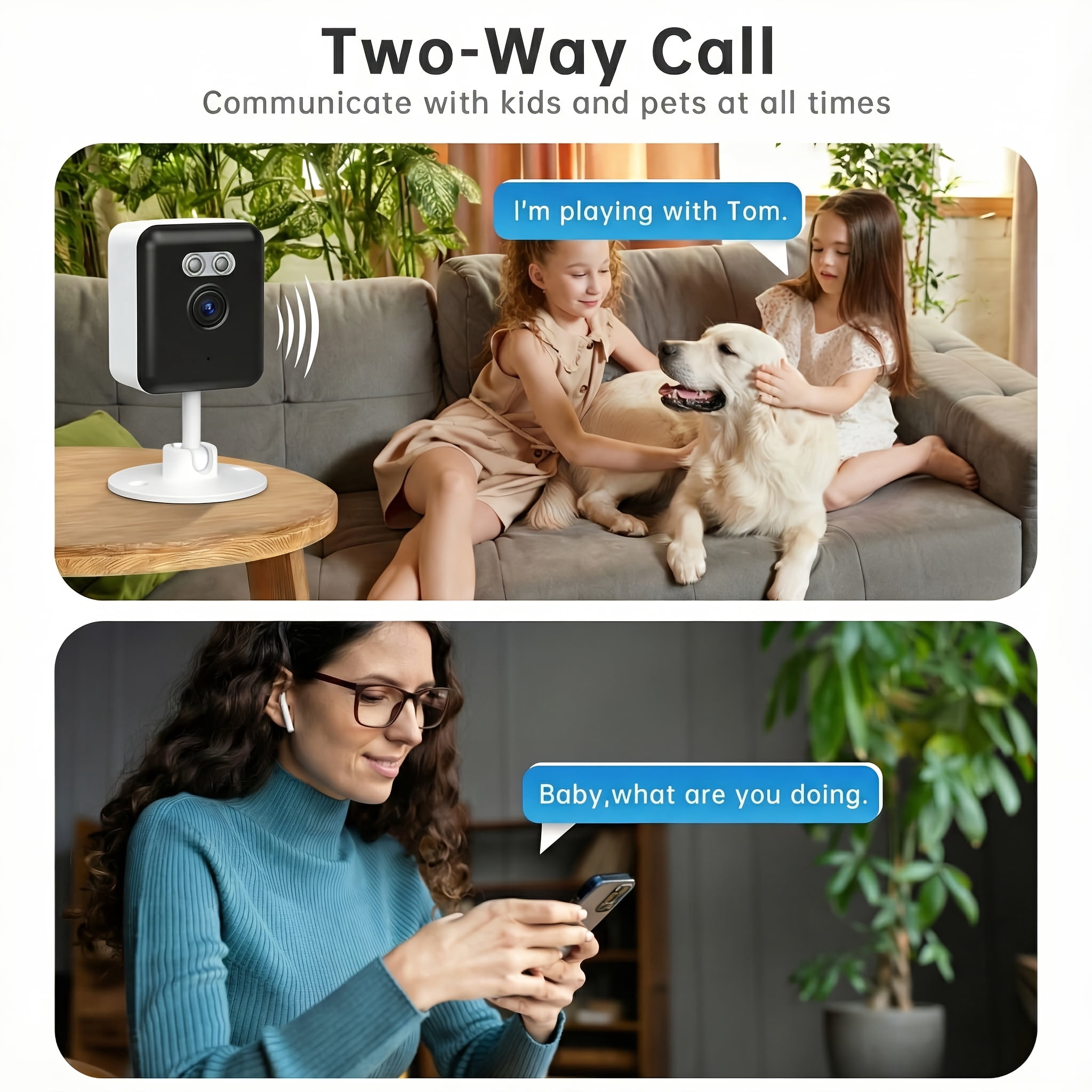 Smart Security Camera 2K HD, 5G/2.4GHz WiFi Indoor Camera with Two-Way Audio, AI Human Detection, Auto Tracking, Alarm for Baby, Pet & Elderly Monitor