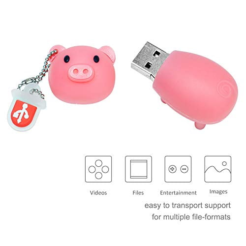 64GB USB Flash Drive Cute Pink Piggy Model Memory Stick, BorlterClamp Lovely Thumb Drive Pen Drive Gifts for Friends and Children