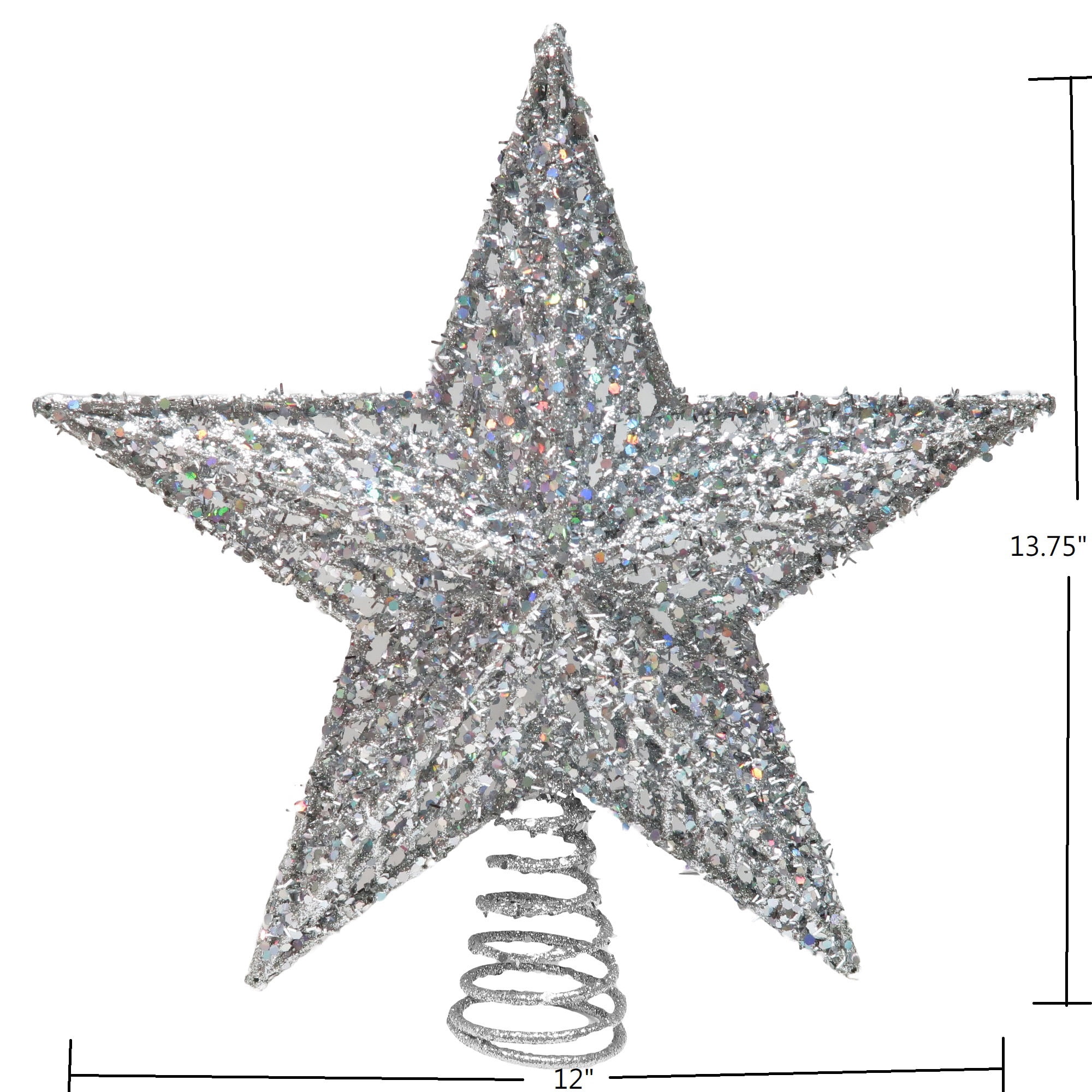 Holiday Time Silver Glitter Wire Star Christmas Tree Topper, SLV STAR TREE TOPPER
