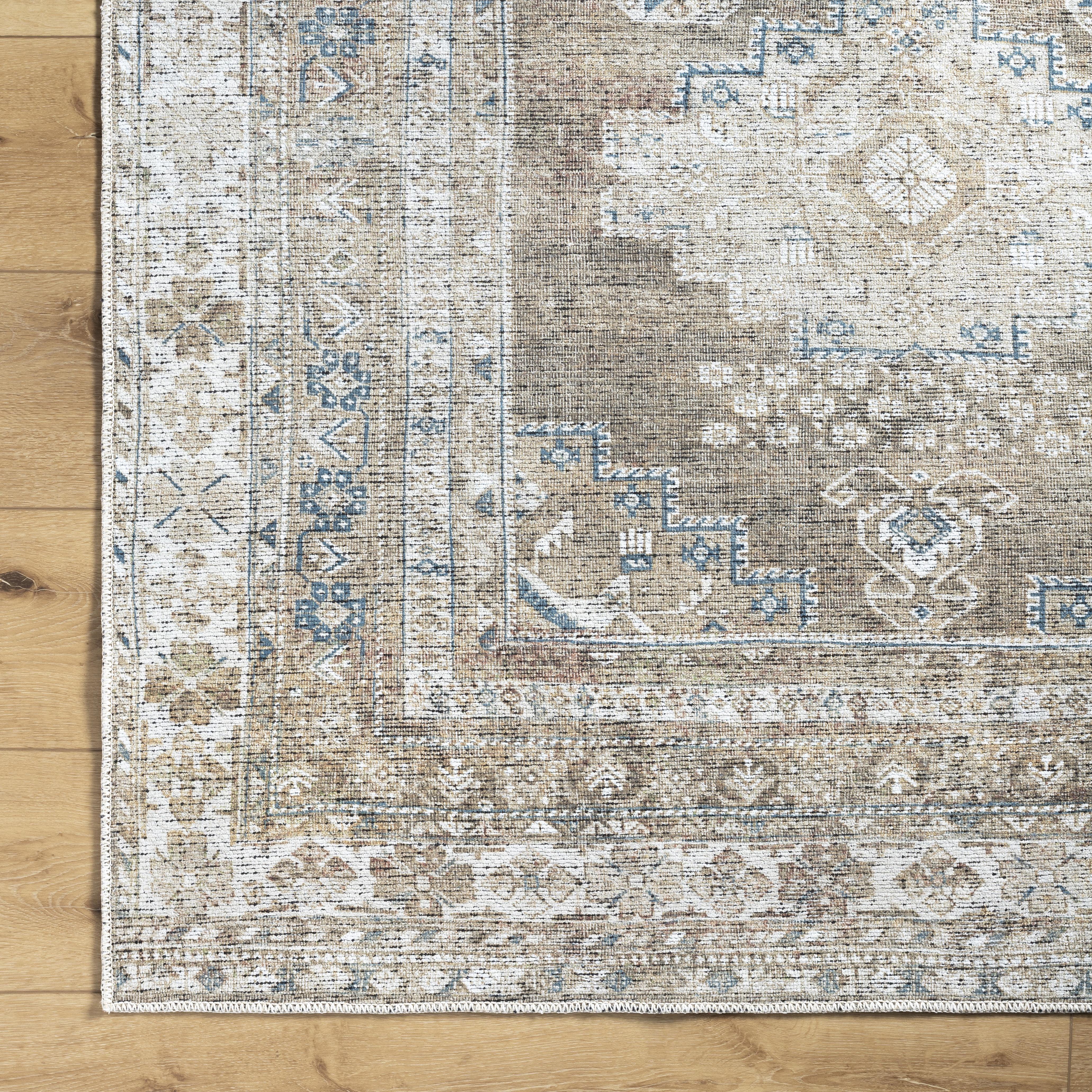 Better Homes & Gardens Geo Medallion Washable Non-Skid Area Rug, Sage, 5'3" x 7' - image 3 of 6