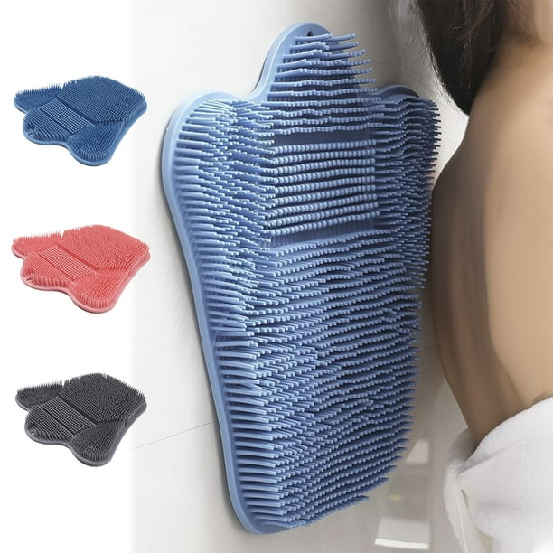 Fiudx Toalla Exfoliante de Espalda con Gel de Sílice, Textura Suave, para Cuerpo y Espalda, Secado Rápido, Lavable a Máquina, Azul y Rosa, 34,5 X 33 Cm