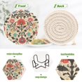 thumbnail image 4 of Yayeee 6 PCS Drink Coasters with Holder Set Woven Absorbent Round Tabletop Hot Pad, Beige Red Floral, 4 of 7
