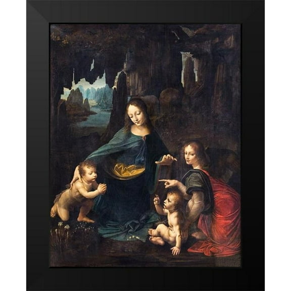 da Vinci, Leonardo 12x14 Black Modern Framed Museum Art Print Titled - The Virgin of the Rocks