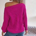 thumbnail image 6 of Lovskoo Sweaters for Women Trendy Casual Long Sleeve Off-The-Shoulder Solid Ladies Warmth Tops Blouse Hot Pink, 6 of 8