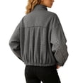 thumbnail image 3 of Women's Plaid Zip Front Jacket Collar Long Sleeve Lightweight Fall Coat, 3 of 9