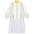 thumbnail image 3 of Haitryli Unisex Kindergarten Preschool Graduation Gown Color Block Choir Robes Church Baptism Costume White 8, 3 of 5