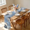 thumbnail image 5 of Thanksgiving 4.5ft Cheesecloth Table Runner for Wedding 19"x55", Fall White Blue Pumpkin Gold Leaf Rustic Country Kitchen Dinner Sheer Tulle Chiffon Dresser Scarf, Holiday Party Decorations, 5 of 9