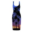 thumbnail image 5 of USSUMA Sleeveless Sundresses for Women Tropical Hawaiian Midi Beach Party Dresses Knee Length Club Pencil Bodycon Sexy Sun Dresses Women's Summer Casual U Neck Dress Wedding Guest, 5 of 5