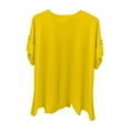 thumbnail image 4 of Clearance! Delayuji Short Sleeve Shirts for Women Womens Ruffle Short Sleeve Shirts Crewneck Cute Summer Tops S Yellow, 4 of 4