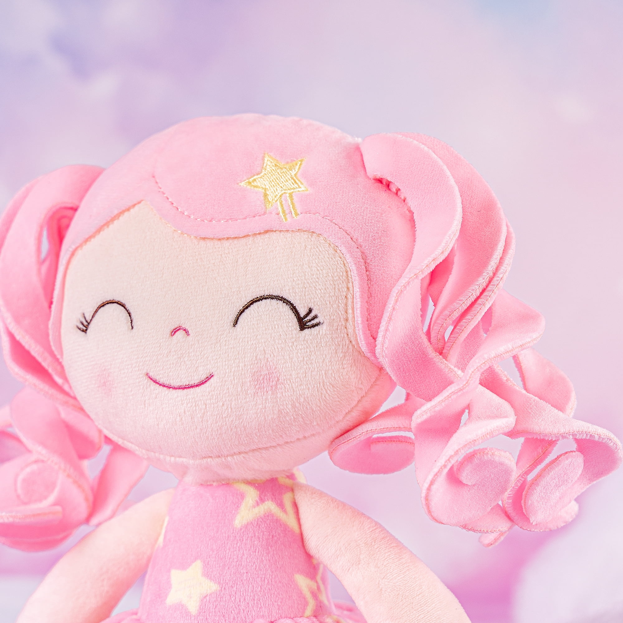 Gloveleya Baby Dolls Soft Snuggly First Baby Girl Gifts Soft Doll for Girls with Star Pink Dress 12inches