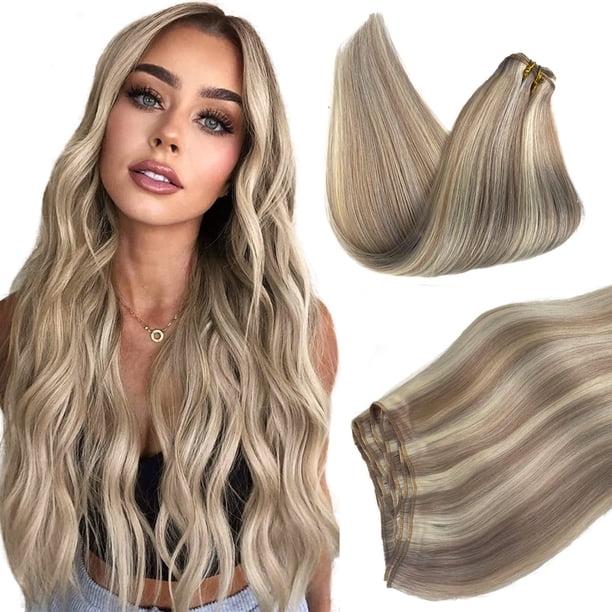 Extensiones de cabello humano real Munx para coser, 45 cm, 100 g